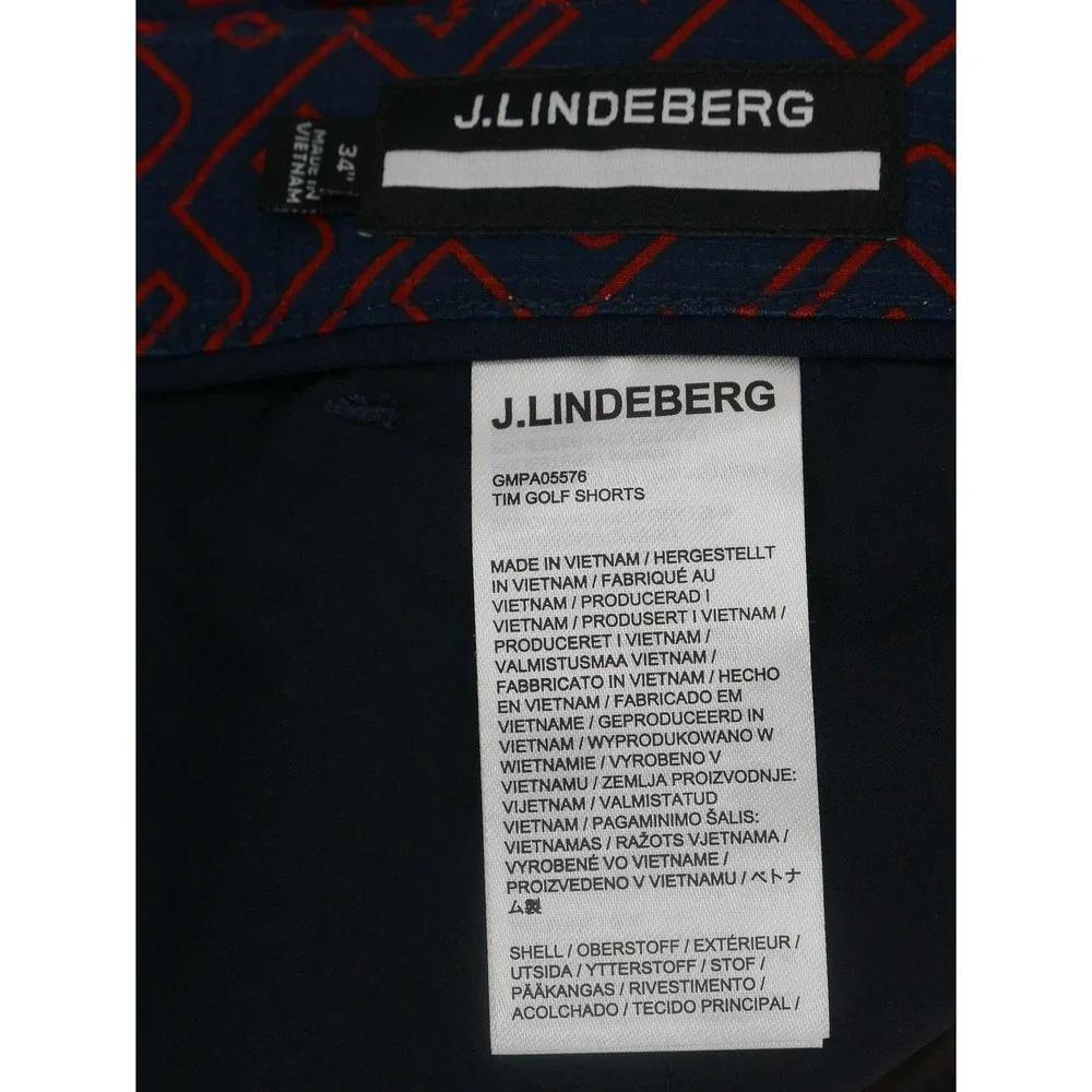 J.Lindeberg Tim Golf Shorts Blue Red Geo Print Performance 10 Inseam Men's 34